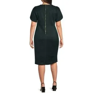 Dresses Nwt Calvin Klein Scuba Suede Petal Short Sleeve Crew Neck Sheath Dress Green 18w Poshmark